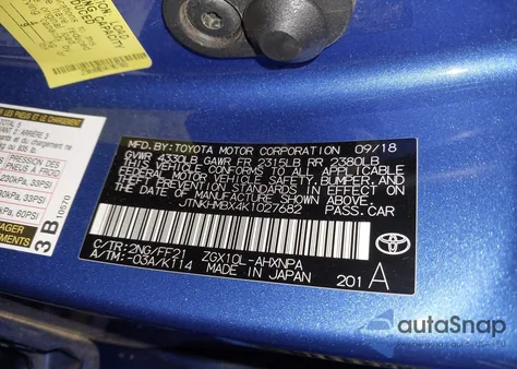 2019 Toyota C-Hr Xle z USA, uszkodzony, nr VIN JTNKHMBX4K1027682